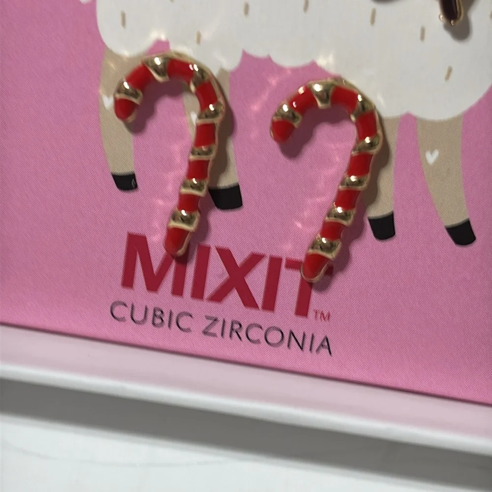 MixIt Feliz Llamada Christmas 9 Pair Gold Tone Cubic Zirconia Earring Set